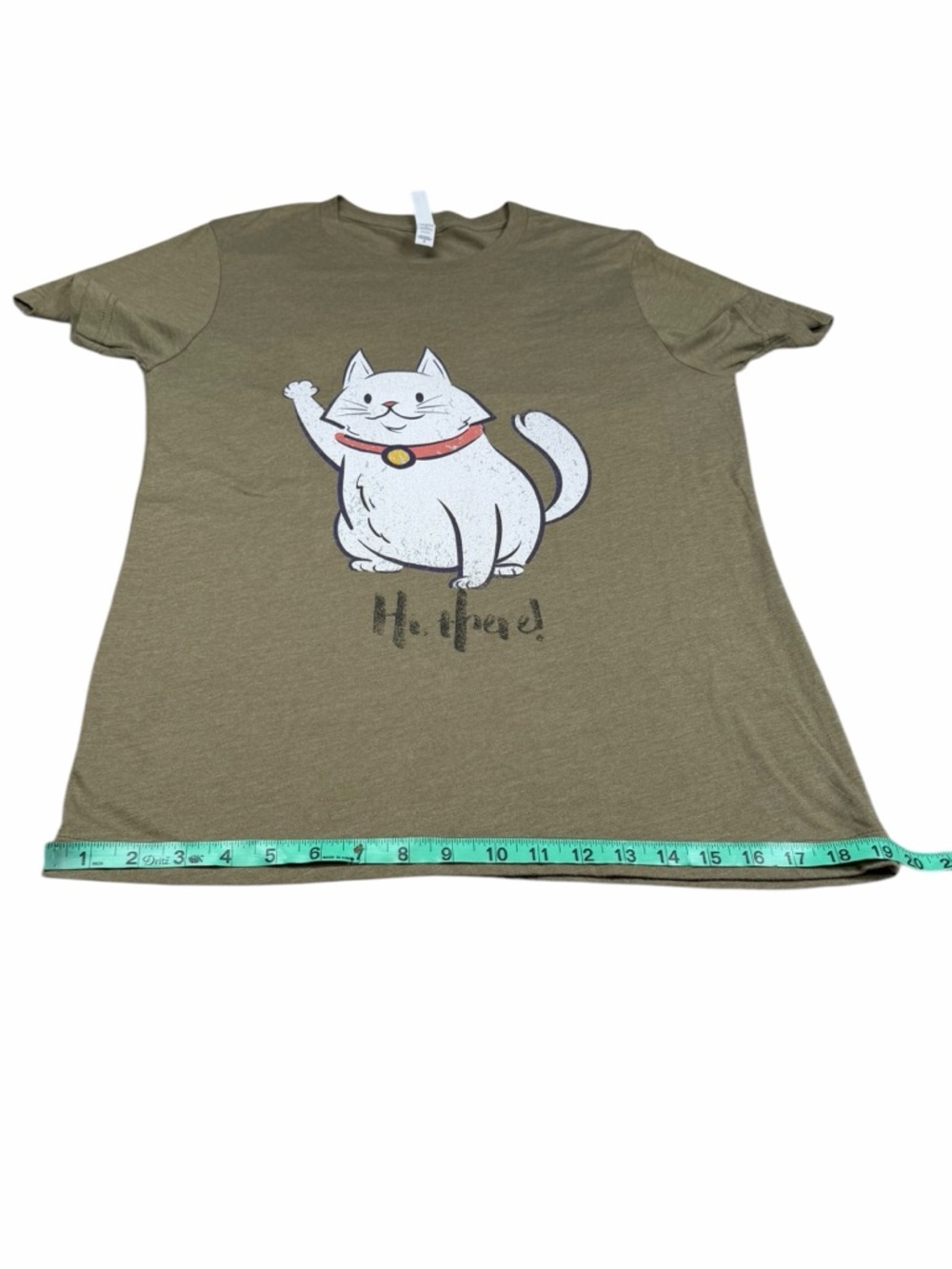 10/$25🦋 Boutique Canvas Heather Olive Neko Neko HI THERE Tee - Size Medium - Picture 12 of 13